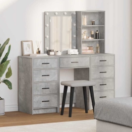 Dressing Galds 3 Pcs Pelēka 40 X 41 X 135 Cm Inženierijas Koks Vidaxl