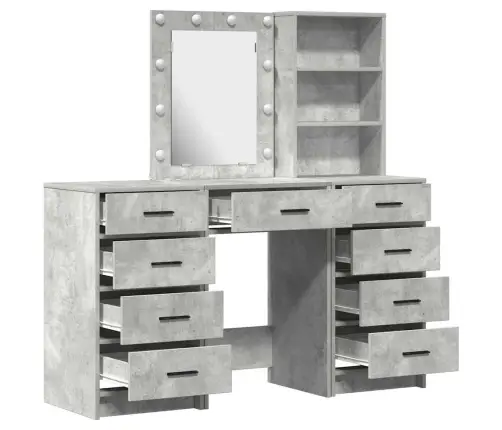 Dressing Galds 3 Pcs Pelēka 40 X 41 X 135 Cm Inženierijas Koks Vidaxl