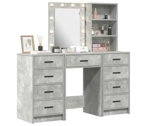 Dressing Galds 3 Pcs Pelēka 40 X 41 X 135 Cm Inženierijas Koks Vidaxl