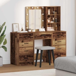 Makiažo Stalas 3 Pcs Ruda 40 X 41 X 135 Cm Apdirbta Mediena