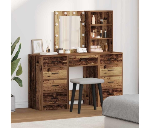 Makiažo Stalas 3 Pcs Ruda 40 X 41 X 135 Cm Apdirbta Mediena