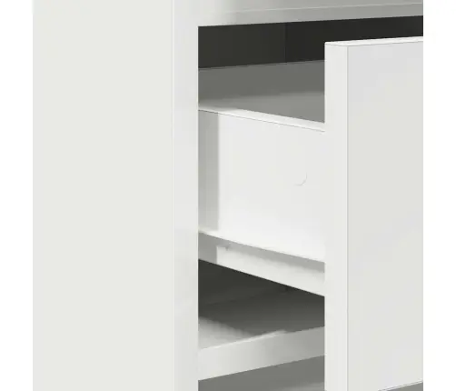 2 Gabalu Tualetes Galda Komplekts Ar Led Balta Inženierijas Koka Vidaxl