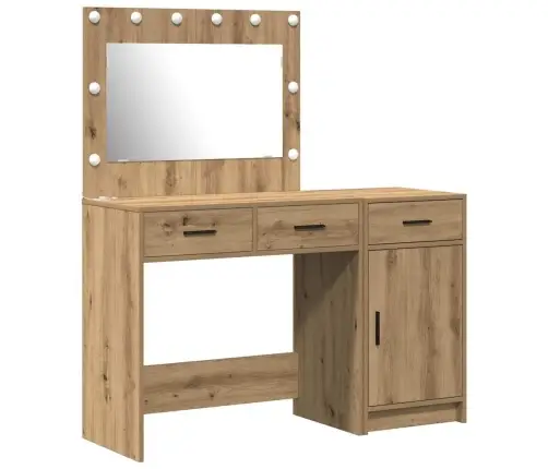 2 Daļu Kosmētikas Galda Komplekts Ar Led Un Artisan Ozola Inženierijas Koku Vidaxl