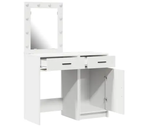 Makiažo Stalas 2 Pcs Balta 50 X 41 X 135 Cm Apdirbta Mediena