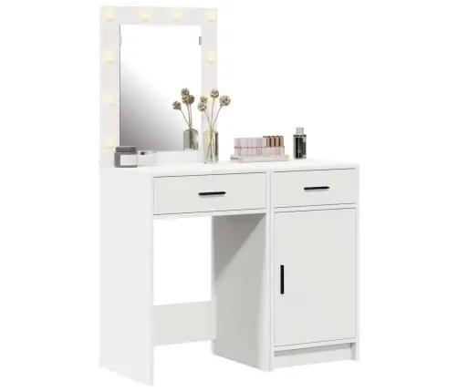 Makiažo Stalas 2 Pcs Balta 50 X 41 X 135 Cm Apdirbta Mediena