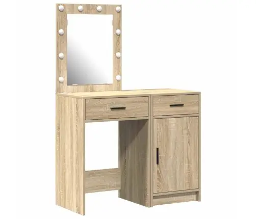 2 Gabals Tualetes Galda Komplekts Ar Led Sonoma Ozola Inženierijas Koku Vidaxl