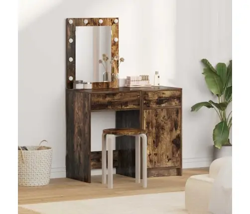 Makiažo Stalas 2 Pcs Ruda 50 X 41 X 135 Cm Apdirbta Mediena