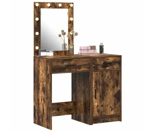 Makiažo Stalas 2 Pcs Ruda 50 X 41 X 135 Cm Apdirbta Mediena