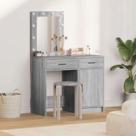 Dressing Galds 2 Pcs Pelēka 50 X 41 X 135 Cm Inženierijas Koks Vidaxl