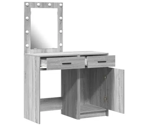 2 Gabalu Tualetes Galdiņa Komplekts Ar Led Pelēkā Sonoma Inženierijas Kokā Vidaxl