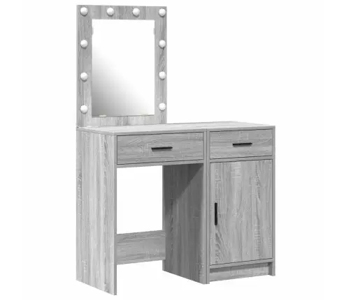 2 Gabalu Tualetes Galdiņa Komplekts Ar Led Pelēkā Sonoma Inženierijas Kokā Vidaxl