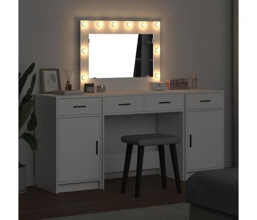Makiažo Stalas 3 Pcs Balta 40 X 41 X 75 Cm Apdirbta Mediena