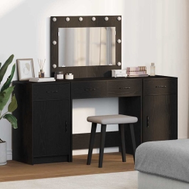 Makiažo Stalas 3 Pcs Juoda 40 X 41 X 75 Cm Apdirbta Mediena