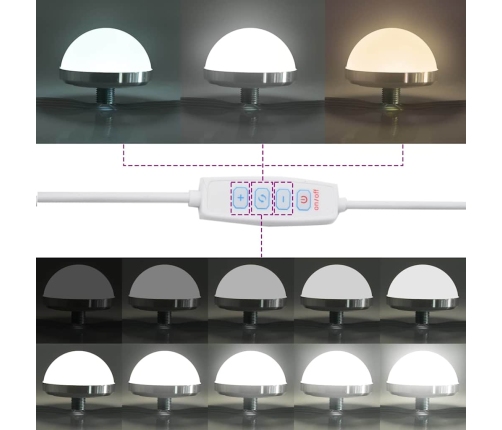 3 Daļu Kosmētikas Galdiņa Komplekts Ar Led, Betona Pelēkā Inženierijas Koka Vidaxl