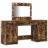 Riietumislaud Peeglituledega Sahtliga 3 Pcs Pruun Tehispuit