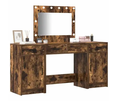 Riietumislaud Peeglituledega Sahtliga 3 Pcs Pruun Tehispuit