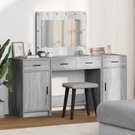 Dressing Galds 3 Pcs Pelēka 40 X 41 X 75 Cm Inženierijas Koks Vidaxl
