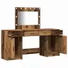3-Daļu Kosmētikas Galda Komplekts Ar Led - Vintage Koks Un Inženierijas Koks Vidaxl