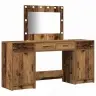 3-Daļu Kosmētikas Galda Komplekts Ar Led - Vintage Koks Un Inženierijas Koks Vidaxl