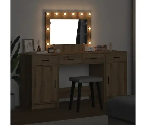 Riietumislaud Peeglituledega Sahtliga 3 Pcs Pruun Tehispuit