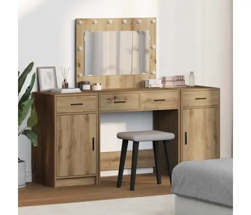 Riietumislaud Peeglituledega Sahtliga 3 Pcs Pruun Tehispuit