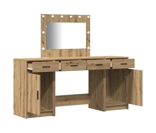 Riietumislaud Peeglituledega Sahtliga 3 Pcs Pruun Tehispuit