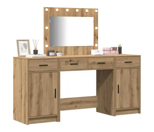 Riietumislaud Peeglituledega Sahtliga 3 Pcs Pruun Tehispuit