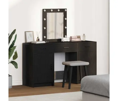 3 Daļu Tualetes Galda Komplekts Ar Led Melns Inženierijas Koks Vidaxl