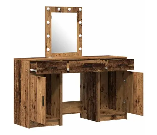 3 Daļu Grima Galda Komplekts Ar Led No Vecā Koka Vidaxl