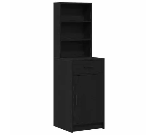 Makiažo Stalas Su Stalčių 2 Pcs Juoda Apdirbta Mediena