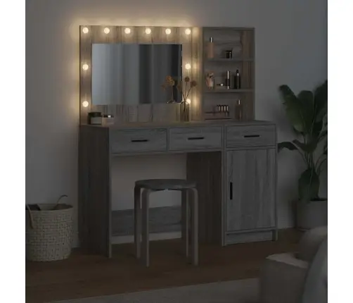 Dressing Galds Ar Atvilktni 2 Pcs Pelēka 78.5 X 41 X 135 Cm Vidaxl