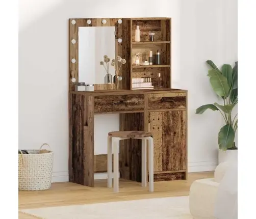 Tualettlaua Komplekt 2 Pcs Vana Puit 50 X 41 X 135 Cm Tehispuit Tualettlaua Komplekt 2 Pcs Vana Puit 50 X 41 X 135 Cm Tehispuit