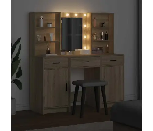 Tualetes Galda Komplekts 3 Pcs Sonoma Ozols 50 X 41 X 135 Cm Vidaxl