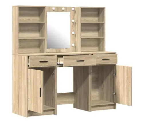 Tualetes Galda Komplekts 3 Pcs Sonoma Ozols 50 X 41 X 135 Cm Vidaxl