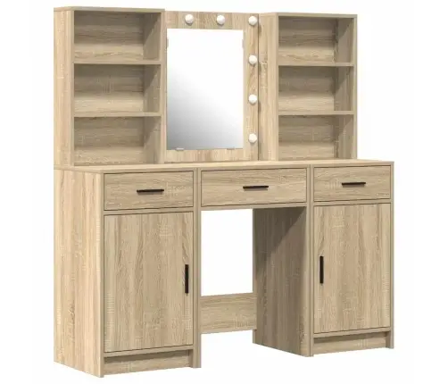 Tualetes Galda Komplekts 3 Pcs Sonoma Ozols 50 X 41 X 135 Cm Vidaxl