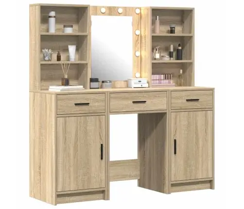 Tualetes Galda Komplekts 3 Pcs Sonoma Ozols 50 X 41 X 135 Cm Vidaxl