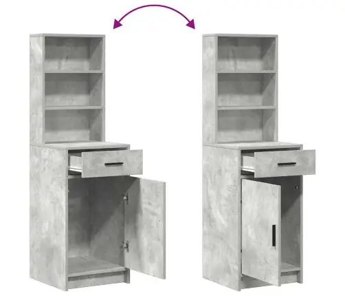 Riietuslaud Komplekt Led-Valgusega 3 Pcs Betoonhall Tehispuit