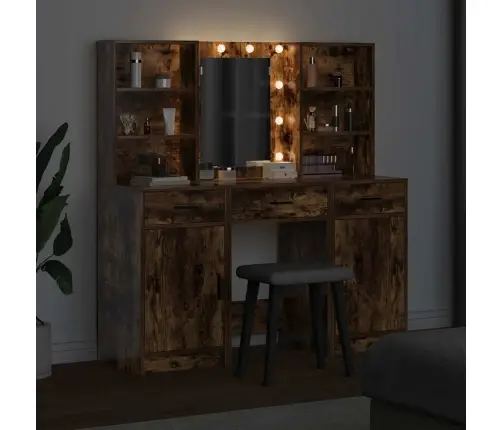 Tualetės Rinkinys 3 Pcs Rūkyta Ąžuolas Apdirbta Mediena