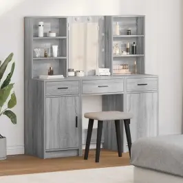 Tualetes Galda Komplekts Ar Plauktu 3 Pcs Pelēka Sonomas Ozola Vidaxl