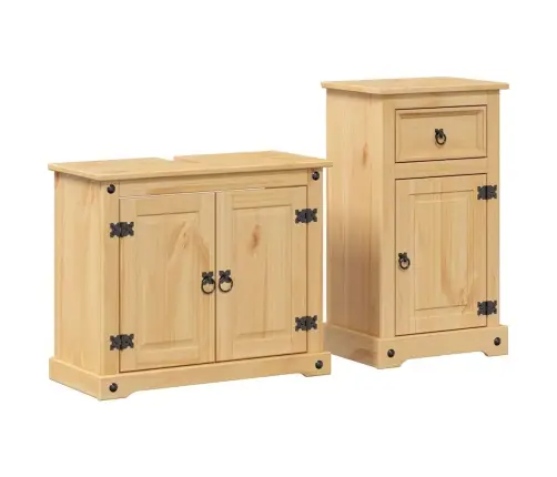 2-Osaline Vannitoamööbli Komplekt "Corona" Täispuidust Mänd