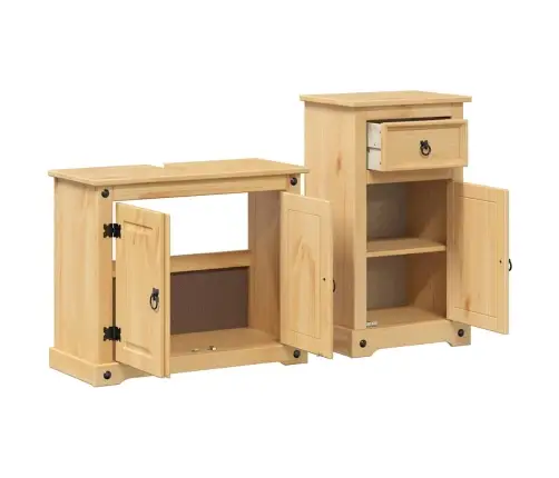 2-Osaline Vannitoamööbli Komplekt "Corona" Täispuidust Mänd