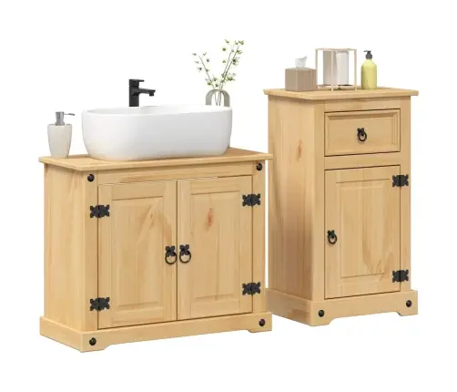 2-Osaline Vannitoamööbli Komplekt "Corona" Täispuidust Mänd