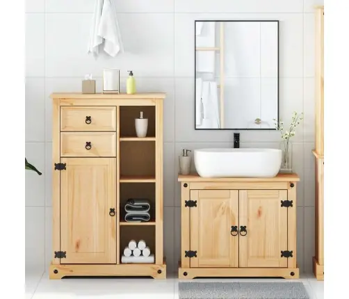 Divdaļīgs Vannasistabas Skapītis Corona, Priedes Masīvkoks Vidaxl