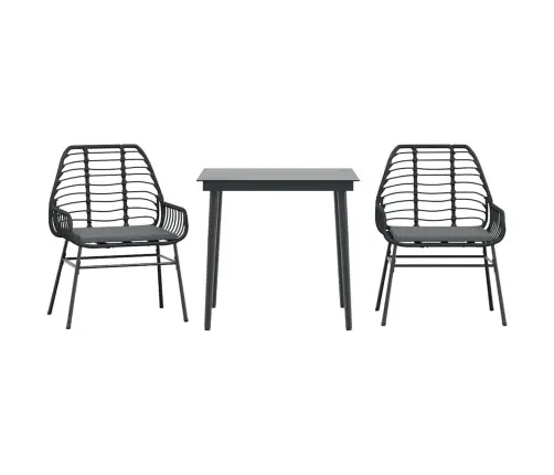 Sodo Komplektas, 3 Dalių, Juodas, Poliratanas Ir Stiklas