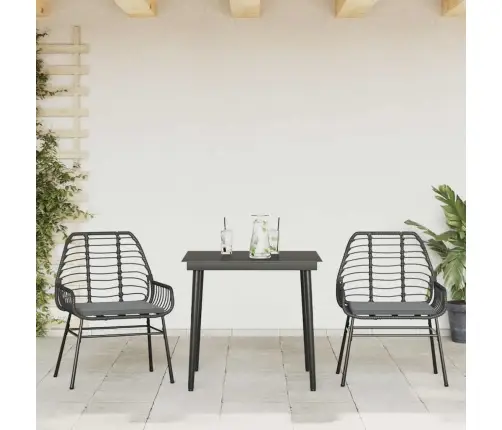 Sodo Komplektas, 3 Dalių, Juodas, Poliratanas Ir Stiklas