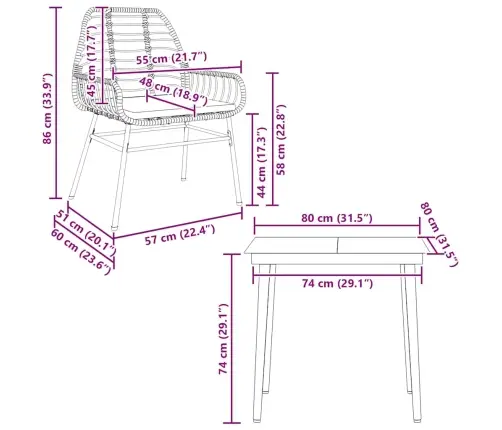 Sodo Komplektas, 3 Dalių, Juodas, Poliratanas Ir Stiklas