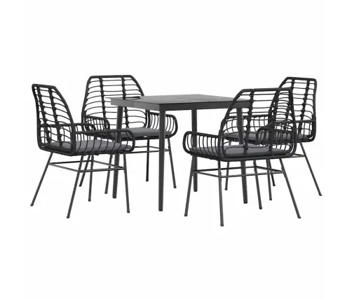 5-Daļīgs Dārza Mēbeļu Komplekts, Matrači, Melna Pe Rotangpalma Vidaxl