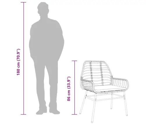 5-Osaline Aiamööbli Komplekt Patjadega, Must, Polürotang Klaas