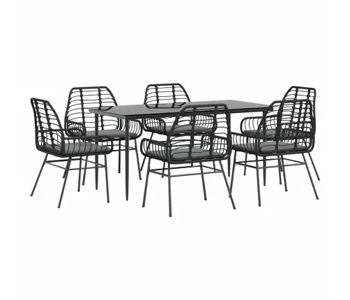 7-Daļīgs Dārza Mēbeļu Komplekts, Matrači, Melna Pe Rotangpalma Vidaxl