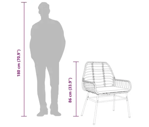 7-Daļīgs Dārza Mēbeļu Komplekts, Matrači, Melna Pe Rotangpalma Vidaxl